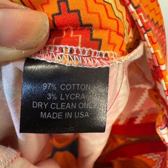 Restituta Red Pink Orange and Yellow Chevron Zigzag A Line Mini Skirt Size 1x - Picture 5 of 6